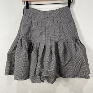 Vtg Et Vous Black Gingham Pleated Mini Skirt Dark Academia Gloomy Coquette XS